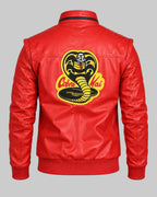 Johnny Lawrence Cobra Kai Red Leather Bomber Jacket