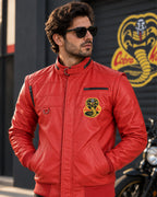Johnny Lawrence Cobra Kai Red Leather Bomber Jacket