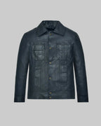 Lucas Bravo Emily In Paris Blue Leather Jacket