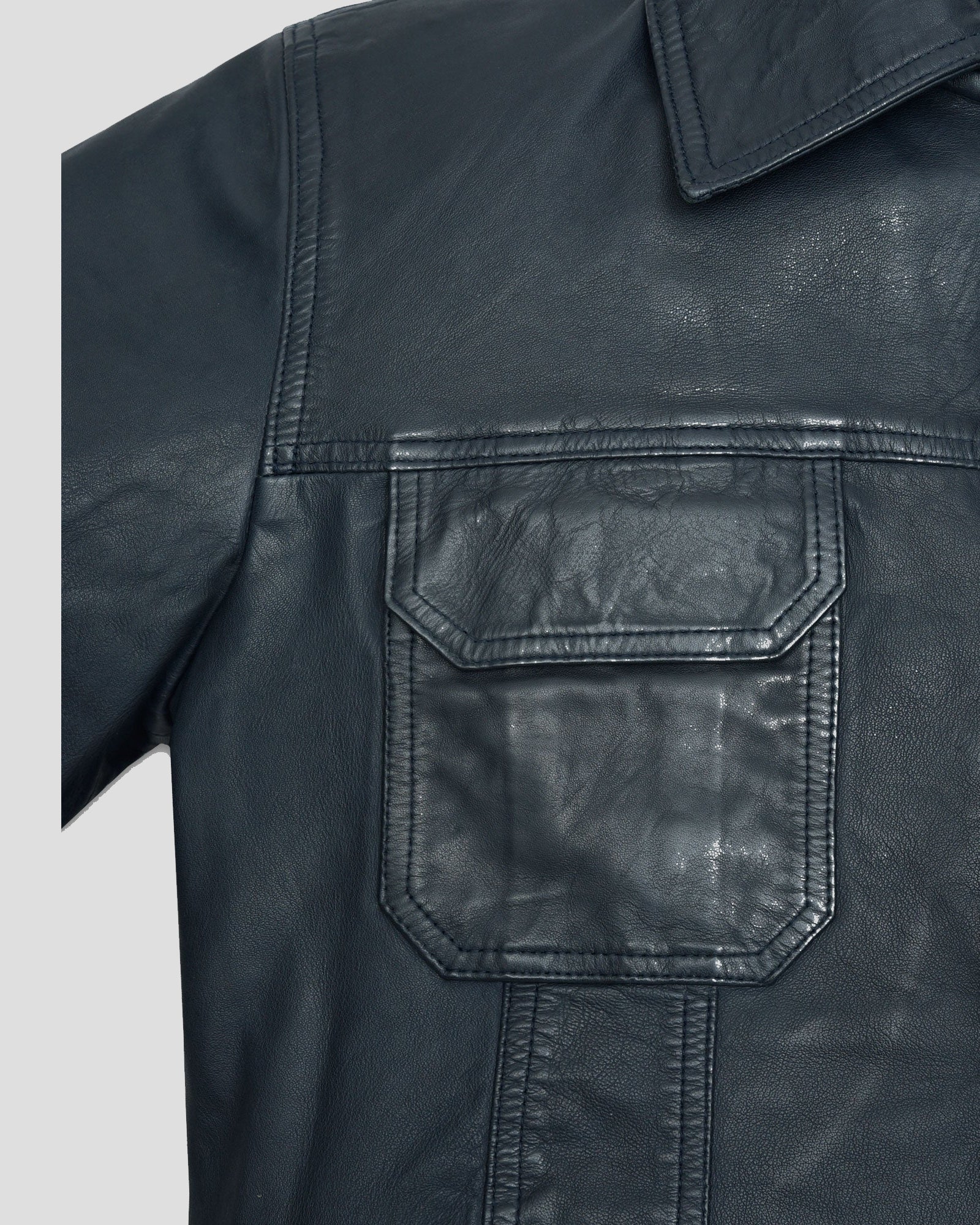 Lucas Bravo Emily In Paris Blue Leather Jacket