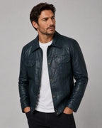 Lucas Bravo Emily In Paris Blue Leather Jacket