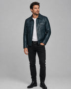Lucas Bravo Emily In Paris Blue Leather Jacket