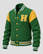 Lynda van der Klok Halloween Green Varsity Bomber Jacket