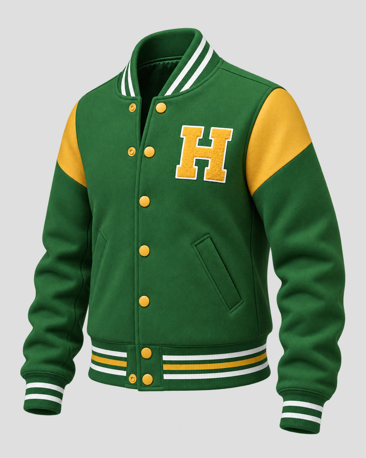 Lynda van der Klok Halloween Green Varsity Bomber Jacket