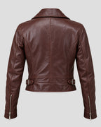 Marble Hall Murders Lesley Manville Brown Biker Leather Jacket