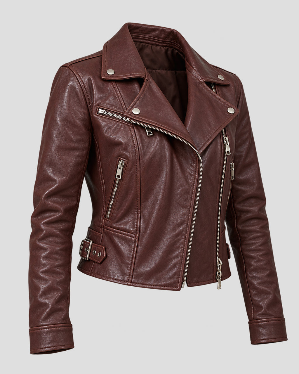 Marble Hall Murders Lesley Manville Brown Biker Leather Jacket