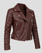 Marble Hall Murders Lesley Manville Brown Biker Leather Jacket