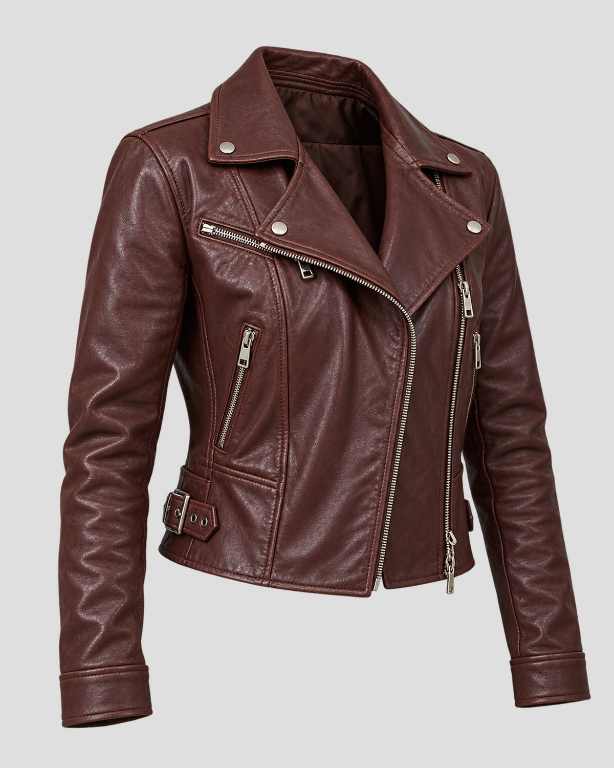 Marble Hall Murders Lesley Manville Brown Biker Leather Jacket