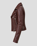 Marble Hall Murders Lesley Manville Brown Biker Leather Jacket