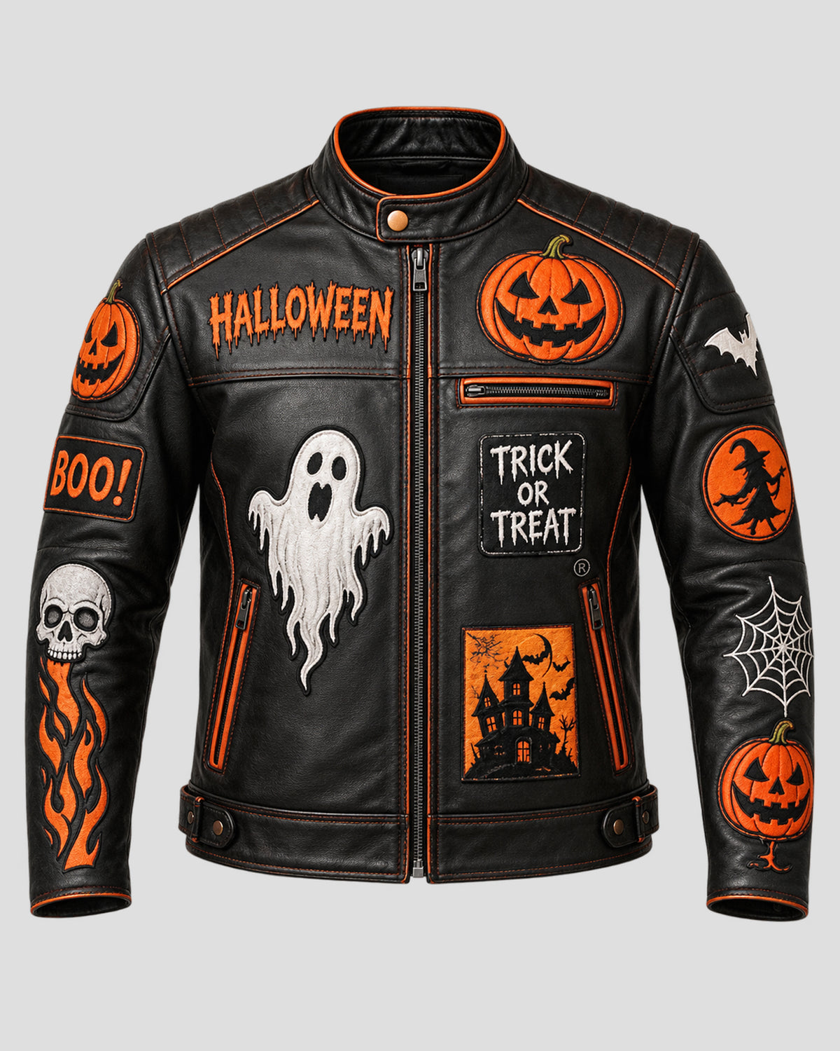 Men's Halloween Black Biker Leather Jacket