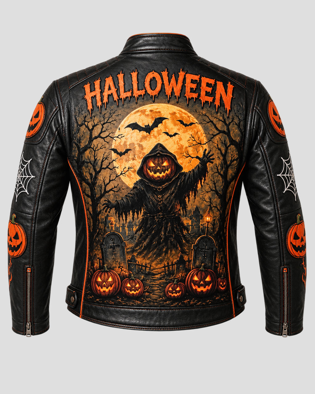 Men's Halloween Black Biker Leather Jacket