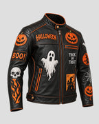 Men's Halloween Black Biker Leather Jacket
