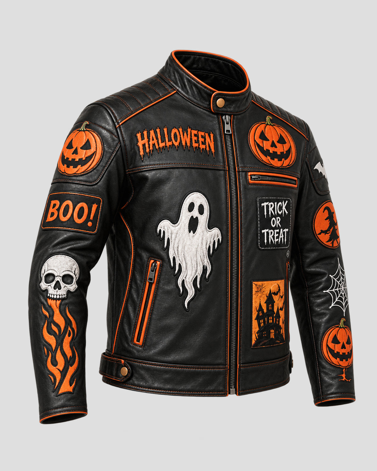 Men's Halloween Black Biker Leather Jacket
