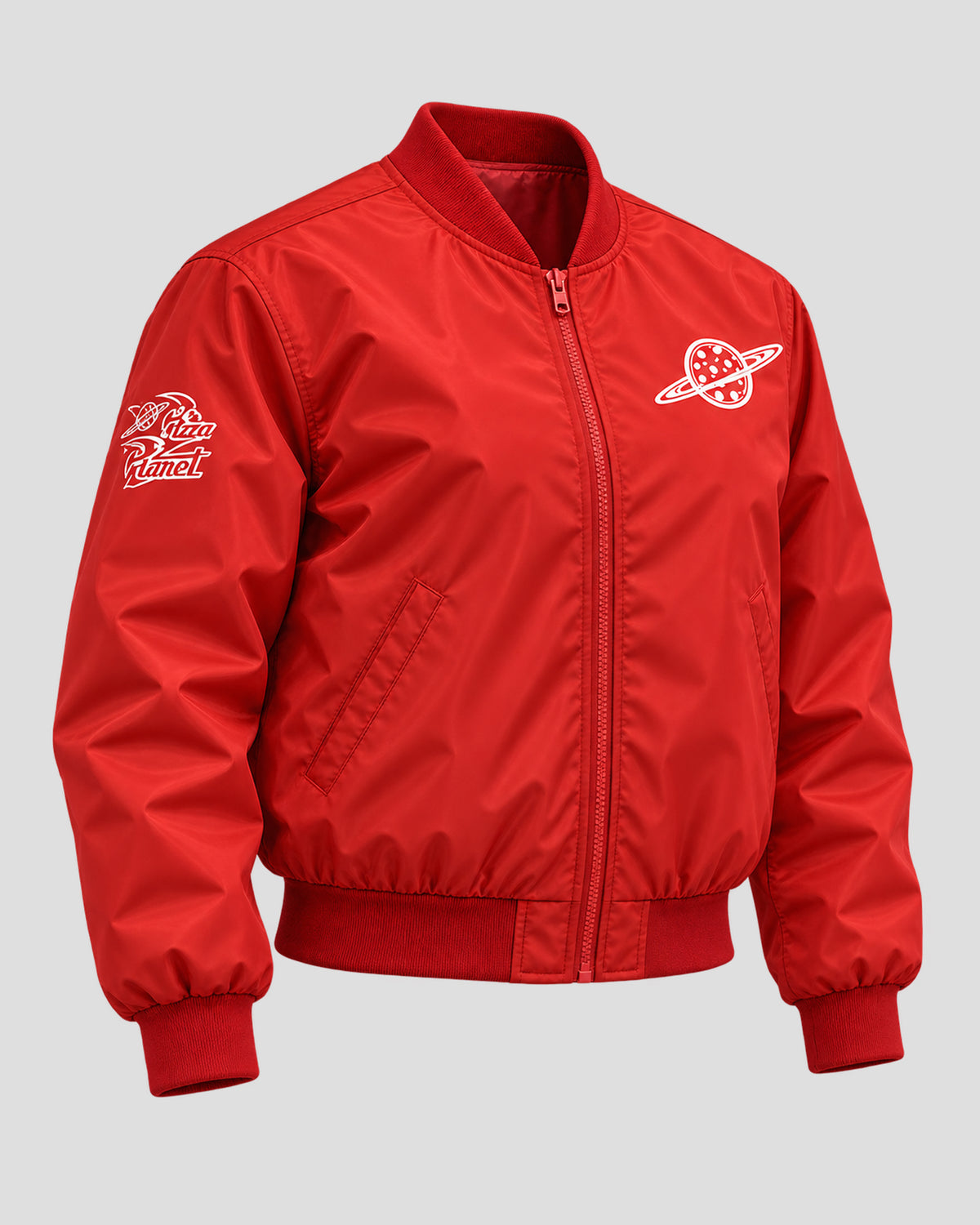 Pizza Planet Red Satin Bomber Jacket