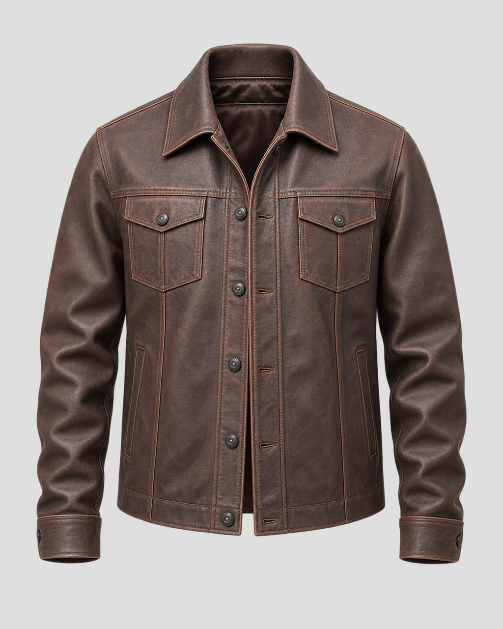 Richard Hawthorne Halloween Brown Trucker Leather Jacket