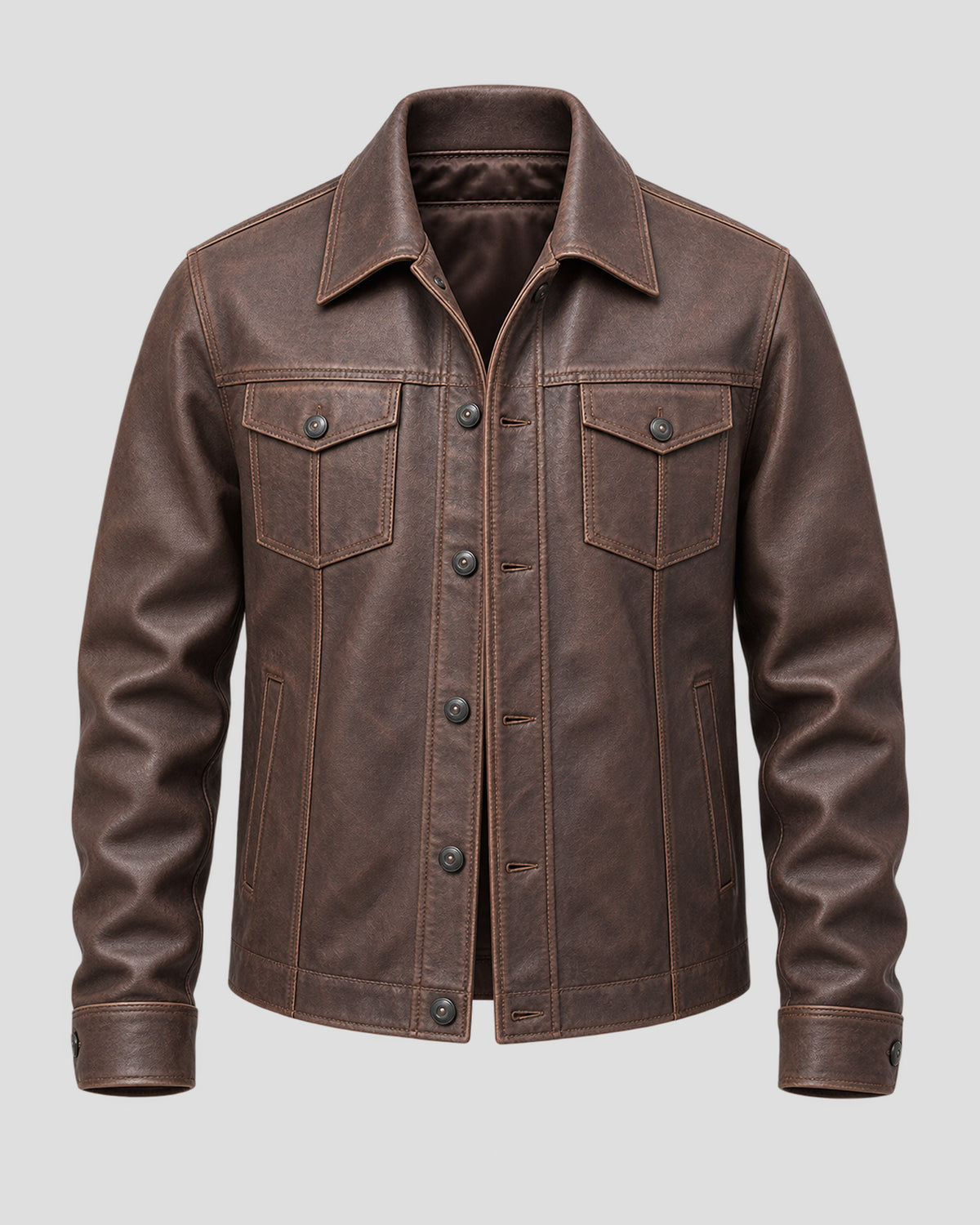 Richard Hawthorne Halloween Brown Trucker Leather Jacket