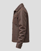 Richard Hawthorne Halloween Brown Trucker Leather Jacket
