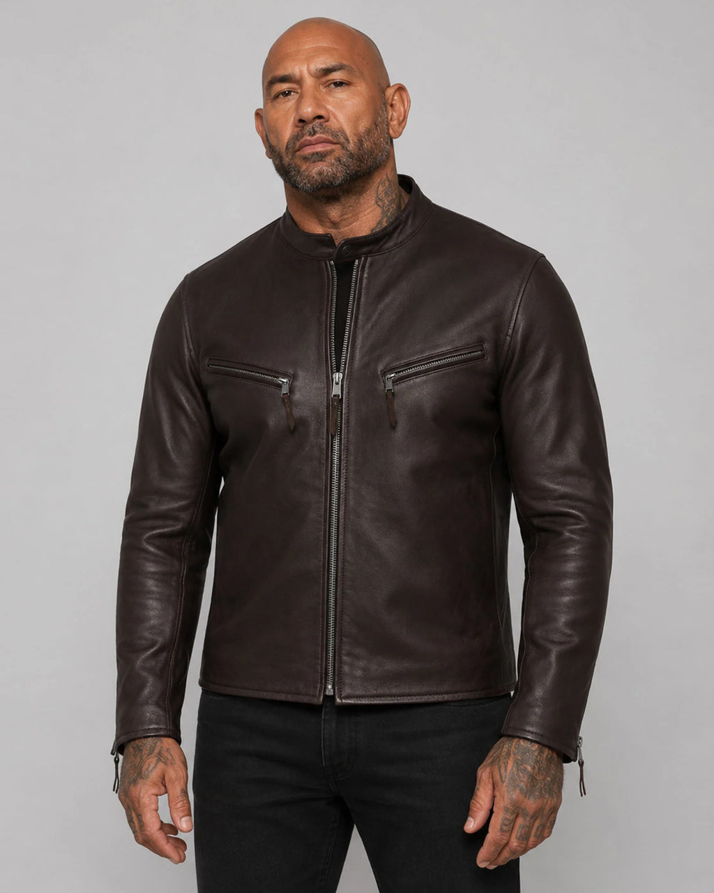The Wrecking Crew Dave Bautista Brown Leather Jacket