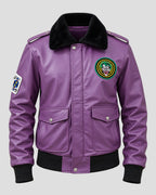 Tracey Walter Batman Purple Bomber Leather Jacket