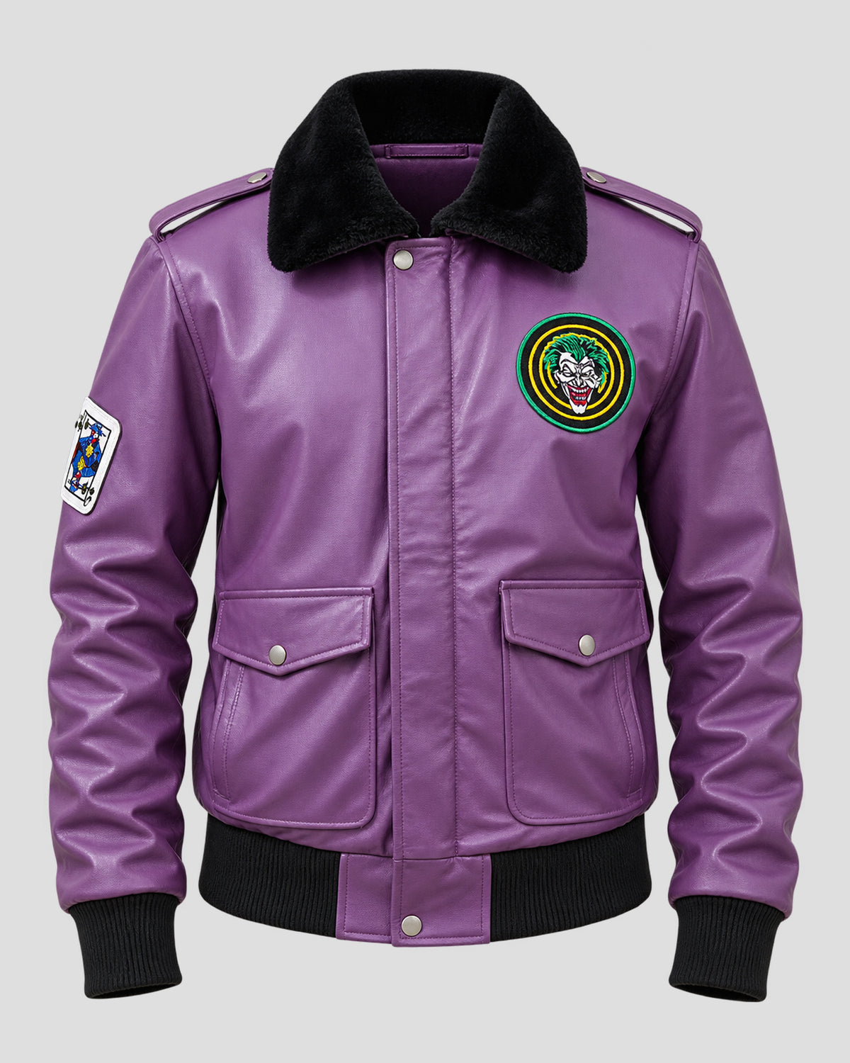 Tracey Walter Batman Purple Bomber Leather Jacket