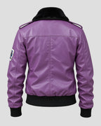 Tracey Walter Batman Purple Bomber Leather Jacket