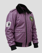 Tracey Walter Batman Purple Bomber Leather Jacket