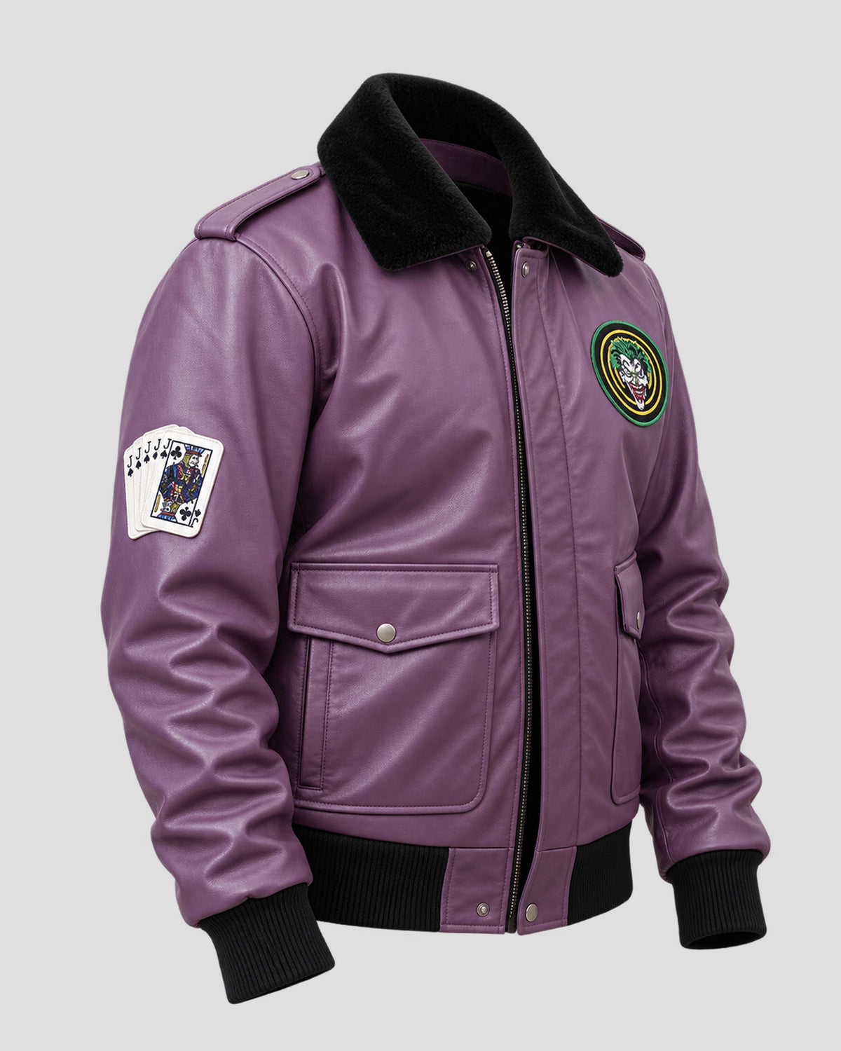 Tracey Walter Batman Purple Bomber Leather Jacket