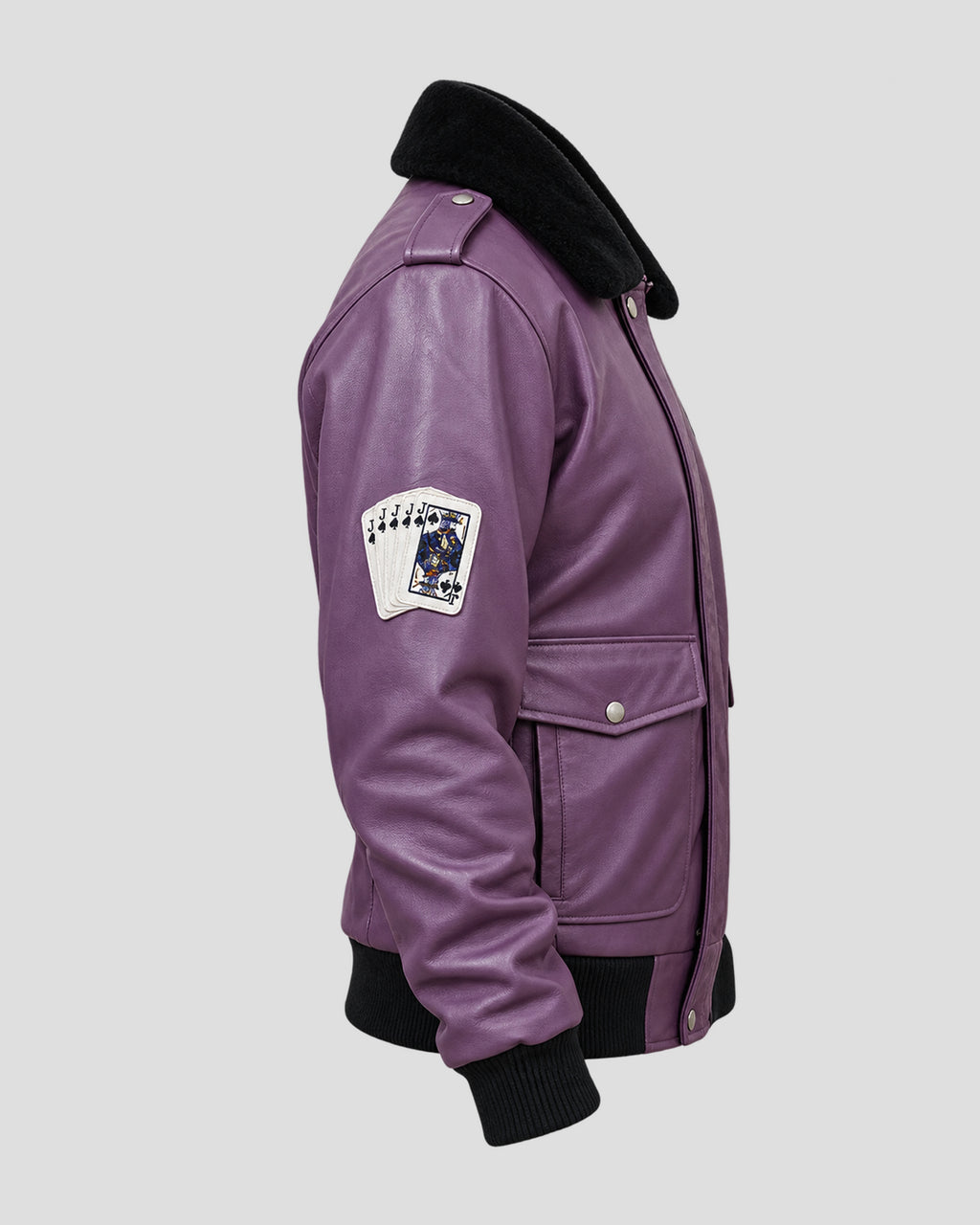 Tracey Walter Batman Purple Bomber Leather Jacket