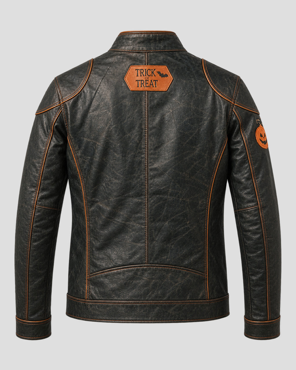 Trick or Treat Halloween Black Leather Jacket