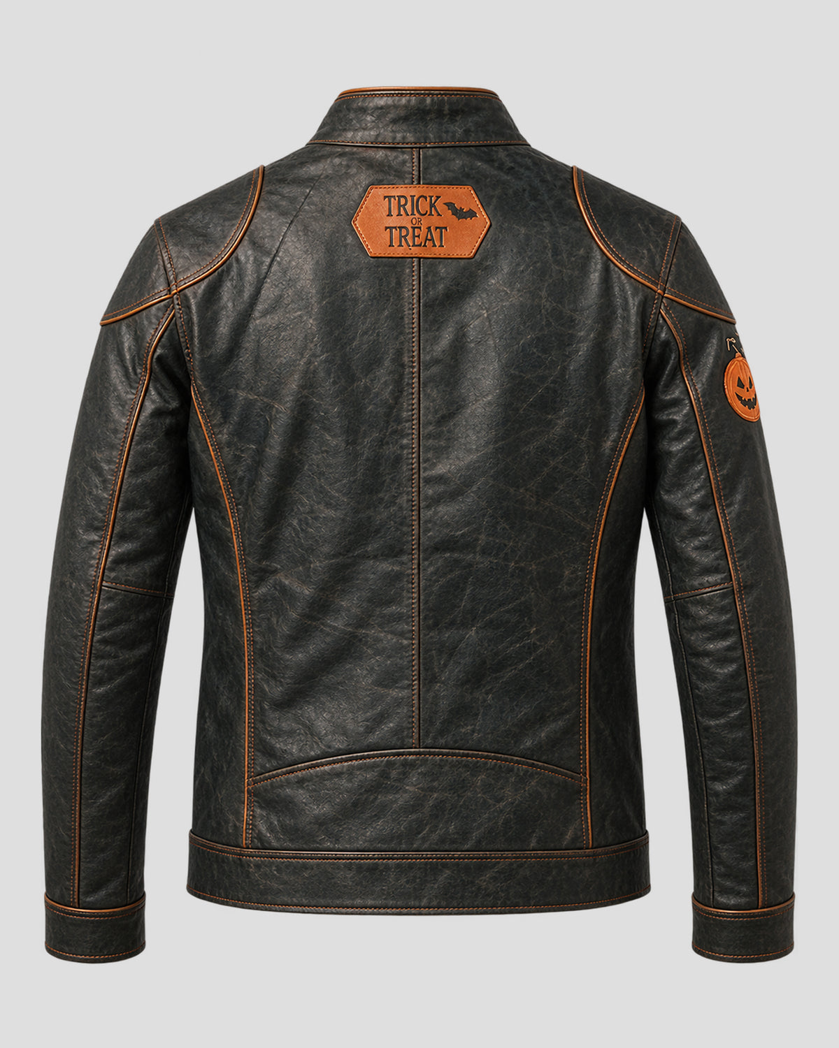 Trick or Treat Halloween Black Leather Jacket