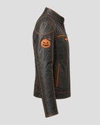 Trick or Treat Halloween Black Leather Jacket